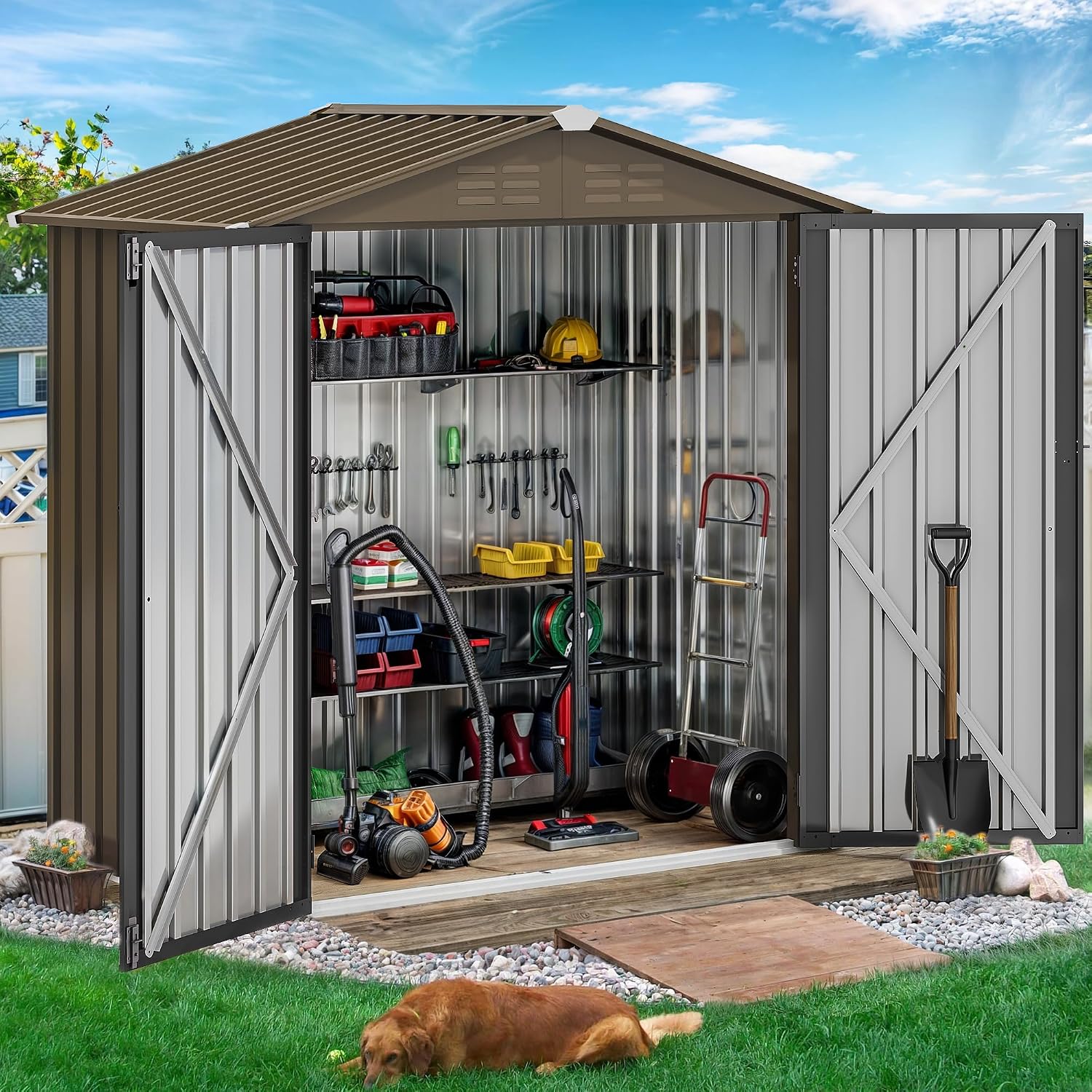 6x4ft Metal Outdoor Storage Sh - Gardening Tools Storage ulasan dan harga