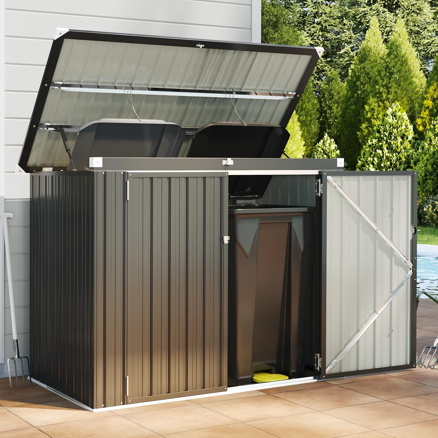 Outdoor Trash Can Storage Shed - Gardening Tools Storage ulasan dan harga