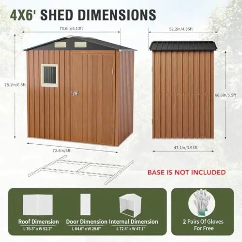 Outdoor Storage Shed 6x4 Ft, L - Gardening Tools Storage ulasan dan harga