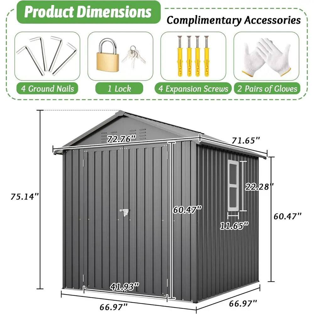 6x6 Galvanized Steel Outdoor S - Gardening Tools Storage ulasan dan harga