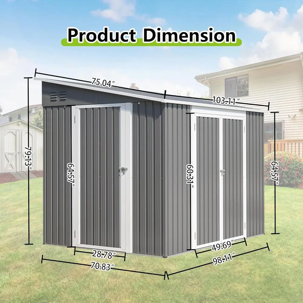 8ft x 6ft Outdoor Metal Storag - Gardening Tools Storage ulasan dan harga